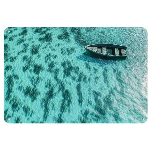 Frameless Iron Wall Art, 12x8 inches - Vibrant Ocean Waves Painting for Home Decor