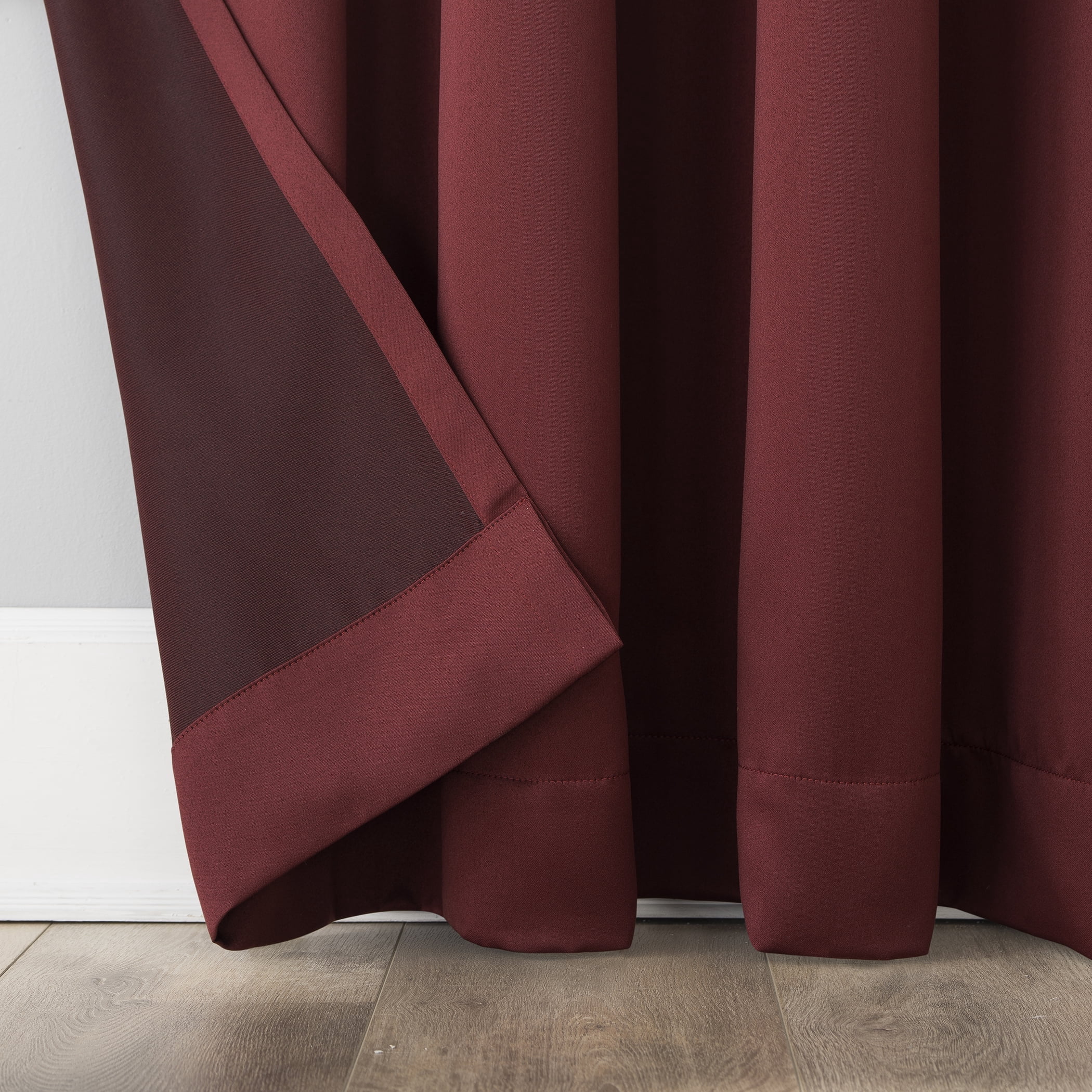 Sun Zero Kylee Energy Efficient Room Darkening Rod Pocket Curtain Panel, 54" x 95", Wine