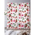 thumbnail image 3 of Red Strawberry Sheer Curtains 96 Inch Length 2 Panels Set Window Treatments, Flowers Pink Love Valentine's Day Rod Pocket Semi Curtains for Living Room/Bedroom/Kitchen Décor, 104"W x 96"L, 3 of 7