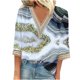 thumbnail image 2 of Fiudx Ofertas Flash Artículos En Oferta Blusas de Túnica Básica con Cuello En V y Costuras de Encaje Estampadas con Manga 3/4 para Mujer, 2 of 5