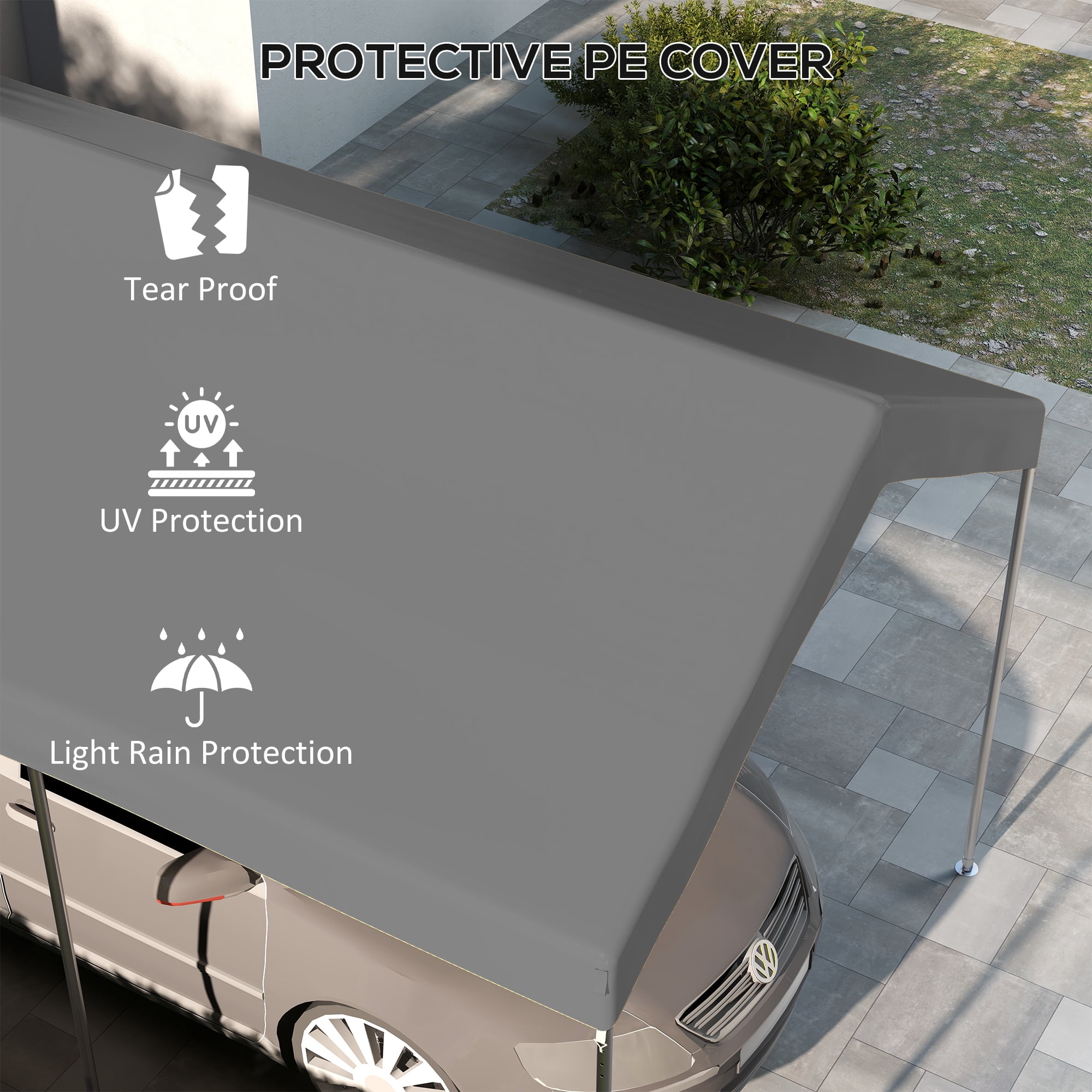 Outsunny 9.70 x 19.70 x 0.80 Feet Dark Gray Carport