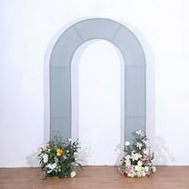 BalsaCircle 8 feet Dusty Blue Fitted Spandex Double Open Arch Backdrop Stand Cover Party Events Decorations Supplies