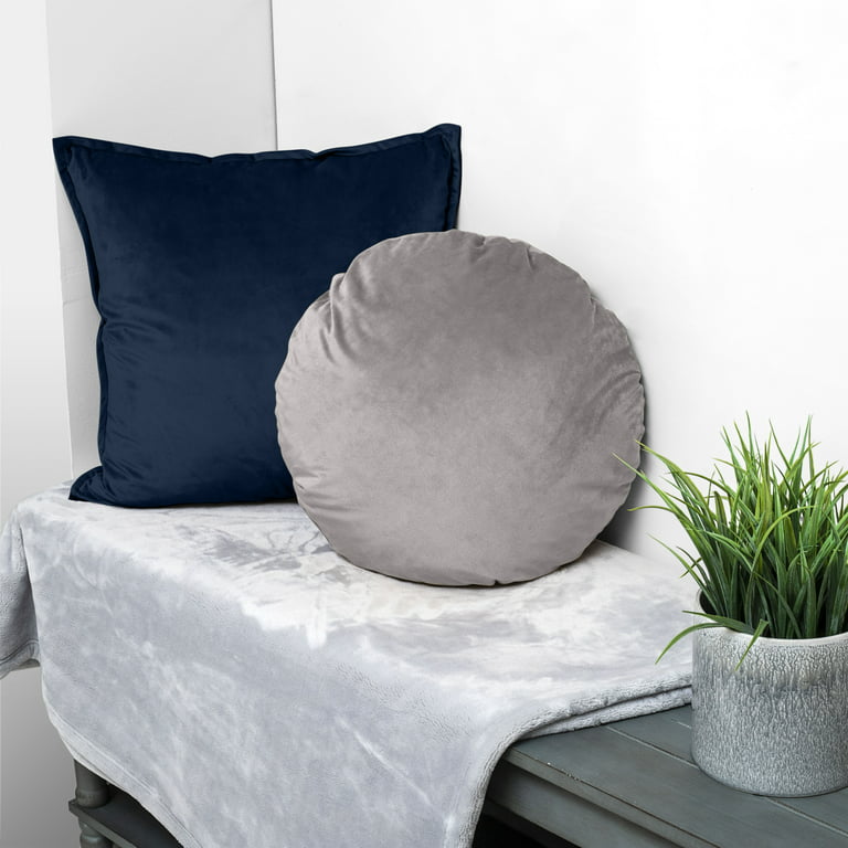 Better Homes & Gardens Feather Filled Velvet Square & Round Decorative Throw Pillows, Indigo & Gray, 2 Piece Set, Size: 20\ x 20\