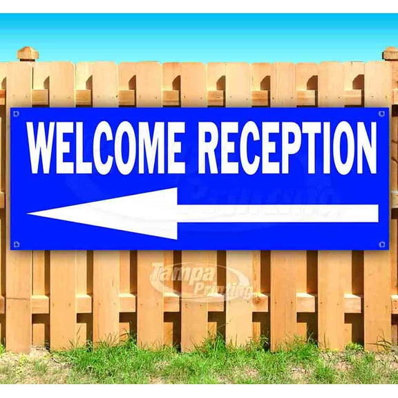 Welcome Reception 13 oz Vinyl Banner With Metal Grommets