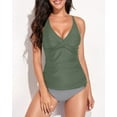 thumbnail image 3 of Inadays Womens Tankini Swimsuit Tummy Control Bathing Suits High Waisted Tankini Tops with Bottoms 2 Piece Swimsuits, Army Green, M, 3 of 7
