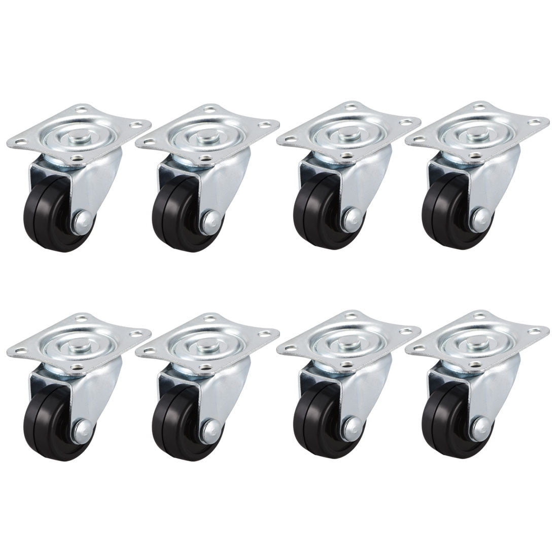 1 Inch Swivel Casters Wheels Rubber Plate Mounted 11lb Capacity 8 Pcs
