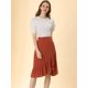 thumbnail image 3 of INSPIRE CHIC Falda asimétrica con dobladillo con volantes de color sólido y cintura alta con decoración de botones para mujer Rojo ladrillo M, 3 of 6