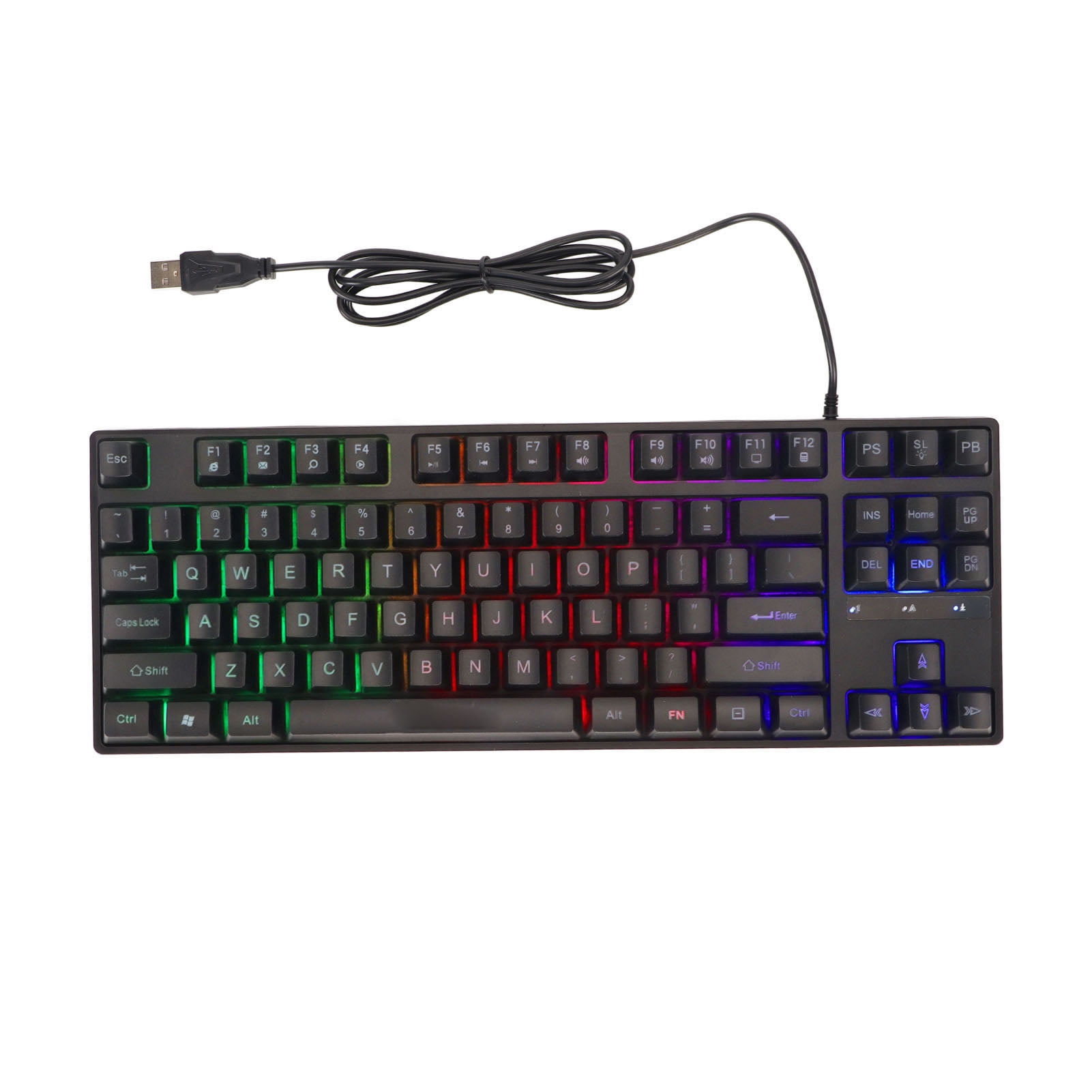 Mechanical Keyboard, Curved Keys 87 Keys USB Keyboard  For Computer