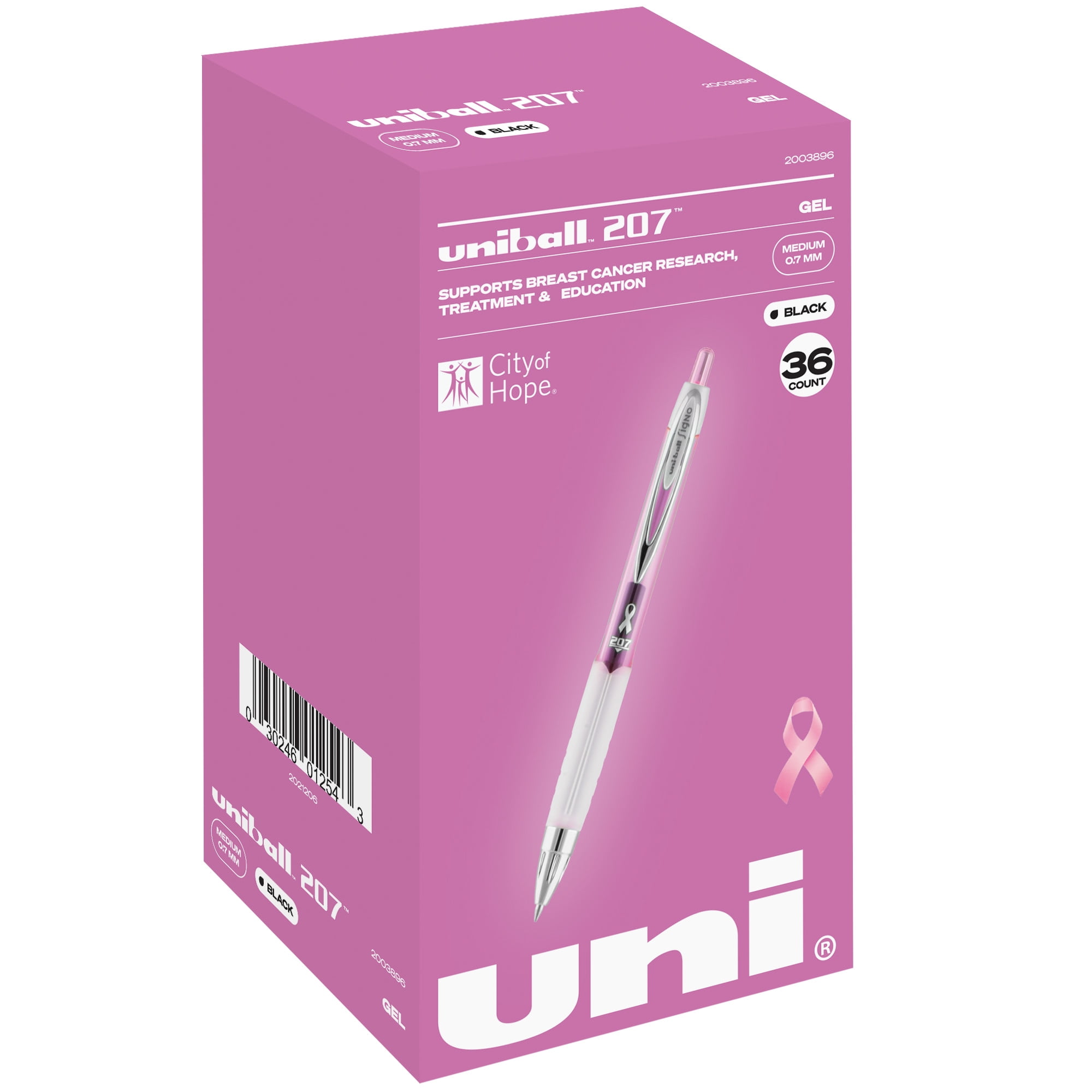 Uni-ball 207 Pink Ribbon Gelschreiber, 0,7 Mm, Schwarze Tinte, Einziehbar – Mit Texturiertem Griff Für Komfort