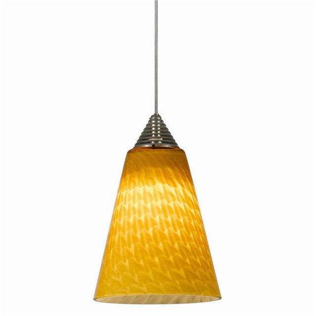 Benjara BM223564 Éclairage Suspendu en Verre LED Intégré avec Fonction Variateur&44; Jaune