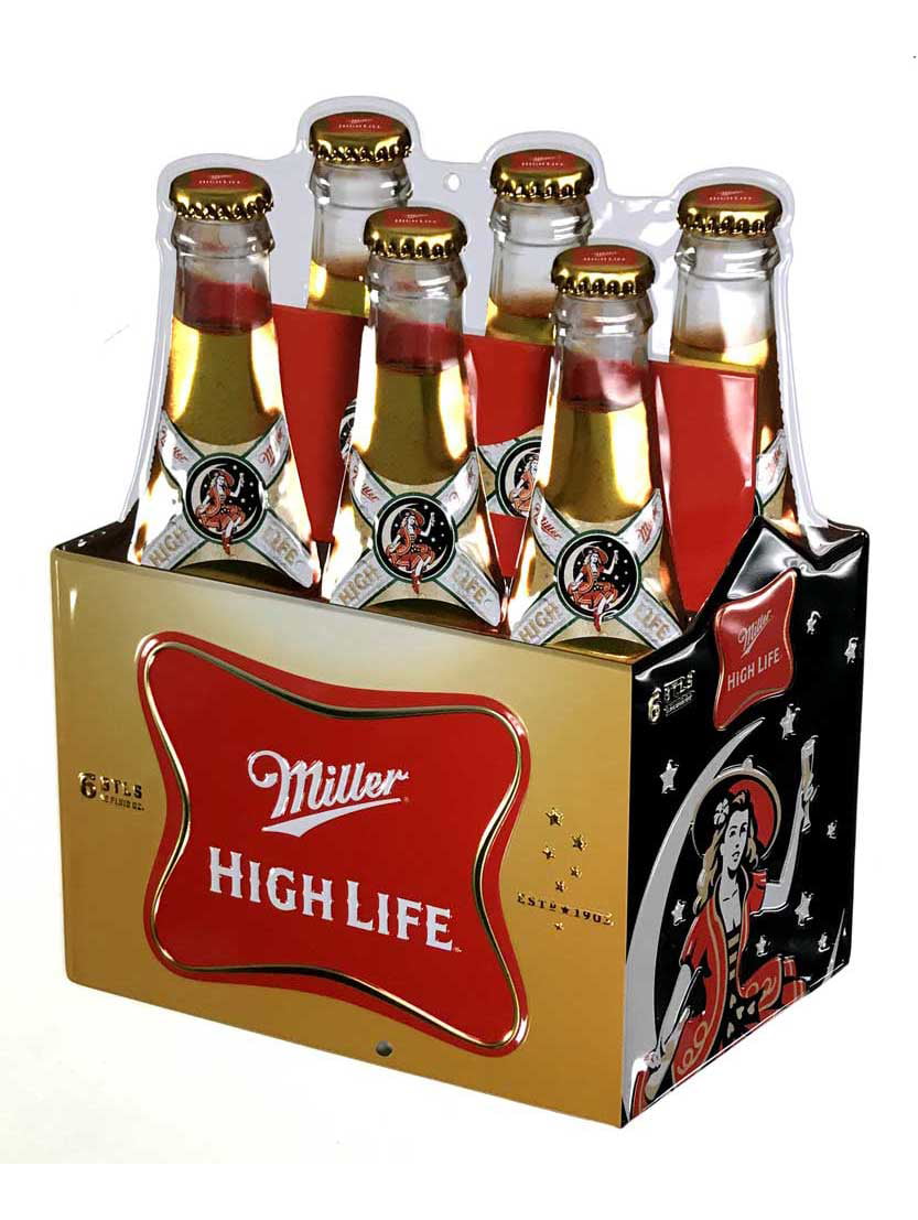 Miller High Life Server Girl Vintage Looking Tin Tacker Metal Beer Sign 