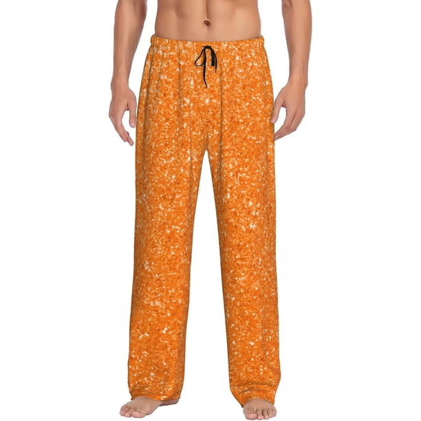 Balery Orange Glitter2 Pantalones de pijama para hombre, pijama ultraligero, pantalón de descanso-Medium