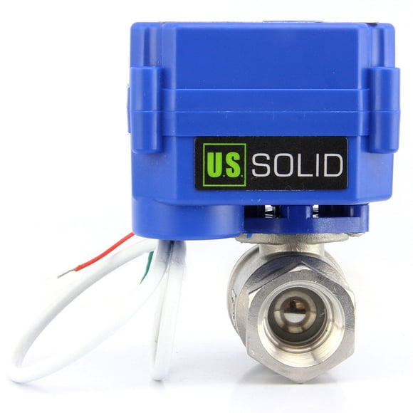 U.S. Solid 1/4" Motorized Ball Valve-110V AC Stainless Steel Electrical Ball Valve, 2 Wire Auto Return Setup Normally Closed