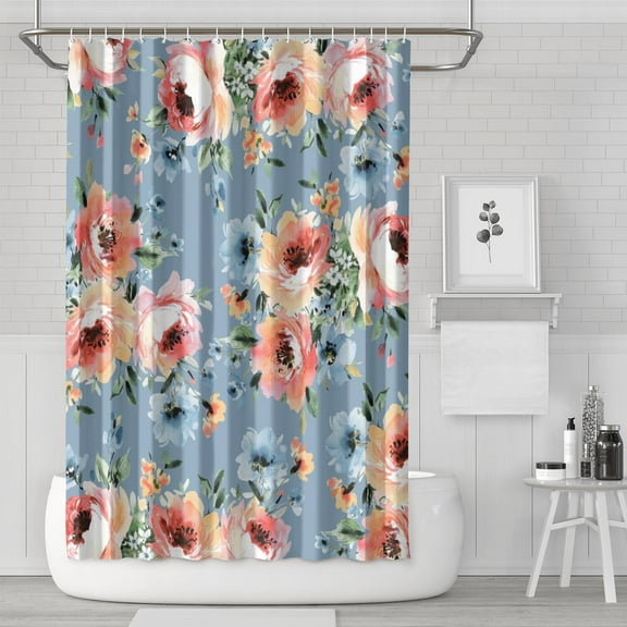 Waterproof Beautiful Colorful Floral Shower Curtain 72x72 Inch Boho Style Polyester Unique Shower Curtain for Bathroom Hotel Home Decor with 12 Plastic Hooks