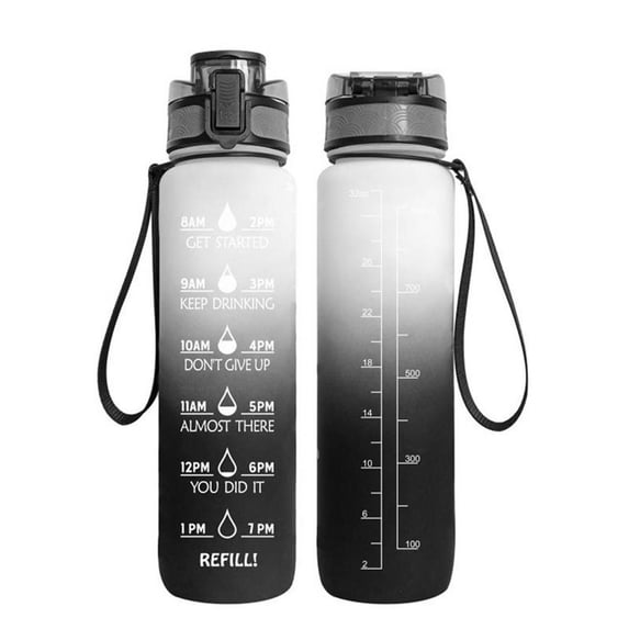 Erty Water Bottles with Times To Drink 1L Gradient Drinking Cups Frosted Sports Water Bottle with Time Scales for Fitness Gym & Outdoor Exercise classical
