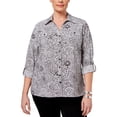 thumbnail image 1 of NY Collection Womens Printed Button Up Shirt, White, Plus Size, 2X, 1 of 1