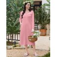 thumbnail image 4 of Ekouaer Long Sleeve Nightgowns for Women Long Sleepshirts Button Night Gowns Full Length Sleepwear with Pockets Flower Clusters, 4 of 6