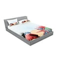 thumbnail image 2 of Ambesonne Ocean Fitted Sheet & Pillow Sham Set, Summertime Seaside Pearl, Full, Red Beige Grey, 2 of 2