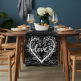 thumbnail image 2 of Valentine's Day Table Runner - 108 Inch Long, Kitchen Dining Table Runner Dresser Scarves, Love Branches Vintage Wood Grain Black Farmhouse Decor for Coffee Tables Wedding Party Banquet, 2 of 8