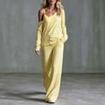thumbnail image 5 of vdgthytj 2 Piece Sets for Women Striped Long Sleeve off Shoulder Tops Wide Leg Pants Fall Casual Loungewear Outfits(X-Small,Yellow), 5 of 6
