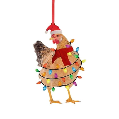 

ZMHEGW Christmas Chicken Acrylic Decorations 2022 Christmas Tree Decorations With Christmas Scarf Chicken Christmas Decorations Pendant