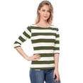 thumbnail image 2 of Dde San Patricio Camisecon mangas de codo pamujer Camisebásiinformal con cuello de barco y corte ajustado Ejercito verde L, 2 of 6