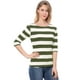 thumbnail image 2 of Dde San Patricio Camisecon mangas de codo pamujer Camisebásiinformal con cuello de barco y corte ajustado Ejercito verde L, 2 of 6