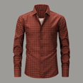 thumbnail image 2 of Men's Plaid Button Down Shirts Long Sleeve Casual Business Work Blouse Tops Regular Fit Gingham Shirts Brick Red S, 2 of 3
