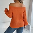 thumbnail image 4 of Women's Off The Shoulder Sweater Crochet Knit Long Sleeve Loose Pullover (Orange, S), 4 of 5