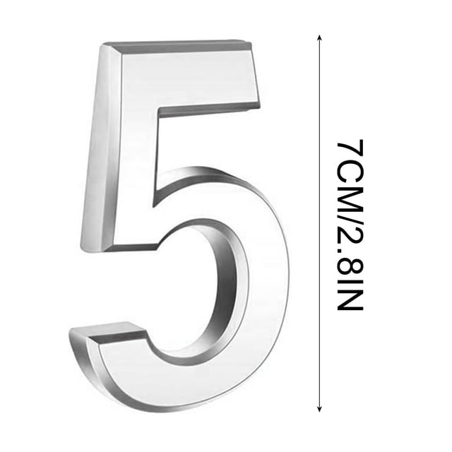 3 Inch Silve Modern House Numbers Mailbox Numbers 0-9 Self-Adhesive Street Door Home Address Metal Numbers For Outside Or Inside Signs Easy Install