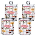 thumbnail image 2 of 2 Pack Qtip Holder Dispenser Flowers and Ladybirds Clear Plastic Storage Apothecary Jars for Cotton Swabs Balls Pads Floss, 2 of 7