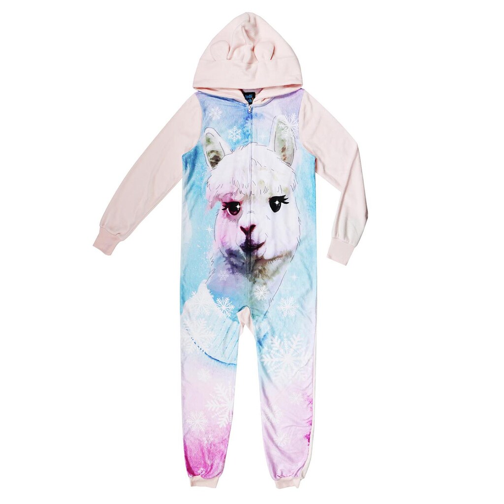 Girls White & Blue Puppy Dog One Piece Sleeper Bodysuit w/ Hood X-Small (4/5)