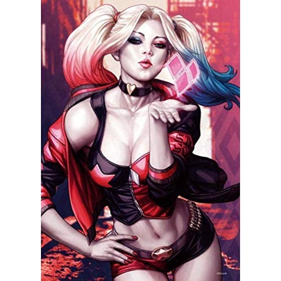 Harley Quinn Diamond Painting Kits for Adults,  DIY 5D Round Full Drill Art Perfect for Relaxation Wall Decor crafts,  holiday Home Wall Art Decoration 11.81x15.75inch