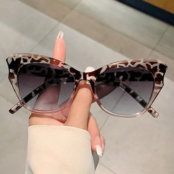 Gafas de sol de ojo de gato para mujer, anteojos de sol Vintage con gradiente de leopardo, diseño de moda, gafas de viaje, gafas Retro para mujer