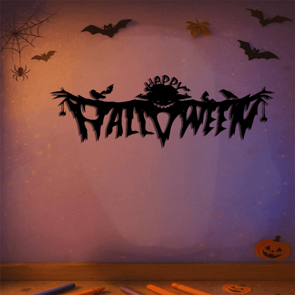 Iron Gothic Halloween Wall Art Macabre Decor for Living Room Bedroom Haunted House Gift