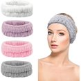 thumbnail image 1 of (Púrpura, Rosa, Blanco, Gris Claro) 4 Diademas de Maquillaje, Banda Elástica para el Cabello de Maquillaje Diadema Lavable para el Cuidado de la Cara para Spa Yoga Deporte Ducha de Belleza Mujeres brillar Electrónica, 1 of 5