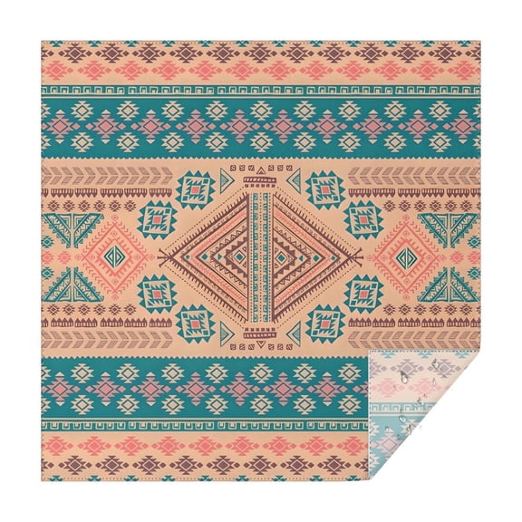 Multicolor Geometric Boho Pattern Square Tablecloth,Waterproof Square Table Cover,Wipeable Spillproof Washable Table Cover for Home Kitchen Party Decor 42"X42"(107x107cm)
