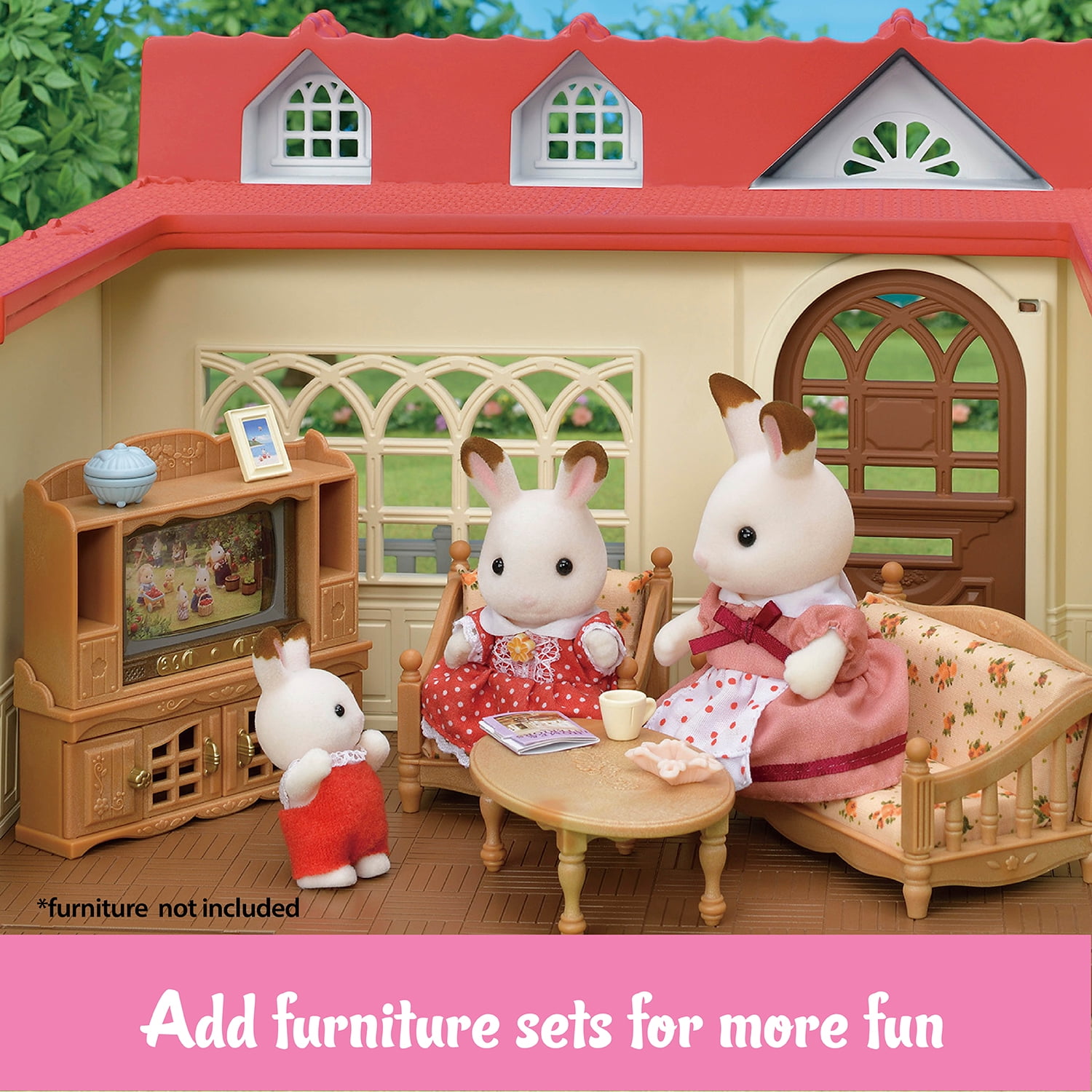 Calico Critters Sweet Raspberry Home, Dollhouse Playset with