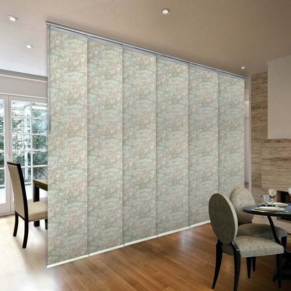 Domovina 6 Panel Track Vertical Blinds, Adjustable 70-130"W x 91.4"H - Henna