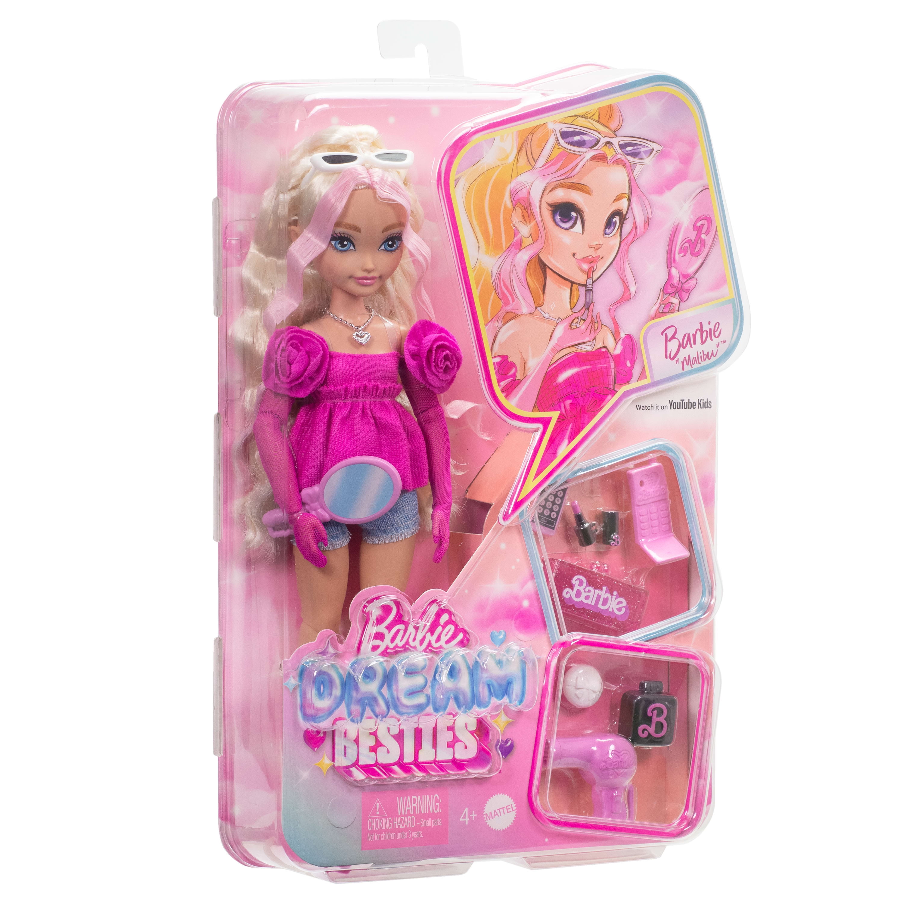 Barbie Dream Besties Barbie Malibu Fashion Doll with 8 Makeup & Hair Themed Accessories