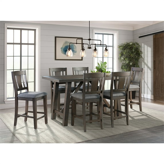 Bowery Hill Counter Height 7PC Dining Set in Gray