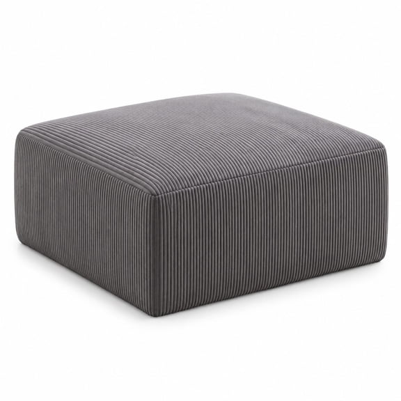 40 Inch Large Square Corduroy Ottoman, Pouf Footstool, Grey | Soft Foot Rest, Plush, Mobile Pouf Ottoman, Boneless Ottoman, Foam Chunk Filling, for Living Room Sofa Couch Bedroom, 1 Piece
