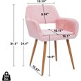 thumbnail image 2 of Upholstered Makeup Arm Chairs, Comfy Cute Faux Fur Vanity Chair With Metal Legs, For Bedroom Home Office Living Room Waiting Room, 2 of 7
