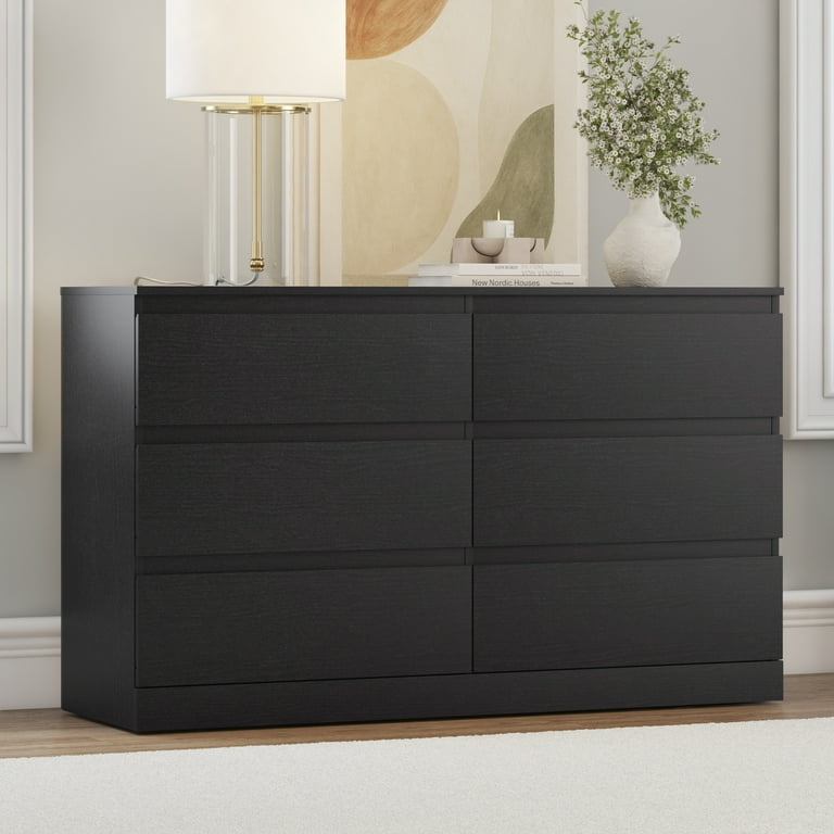 1er Arrondissement ダブルジレ 36 ブラック Brindle 6 Drawer Dresser, Black Oak, by Hillsdale Living