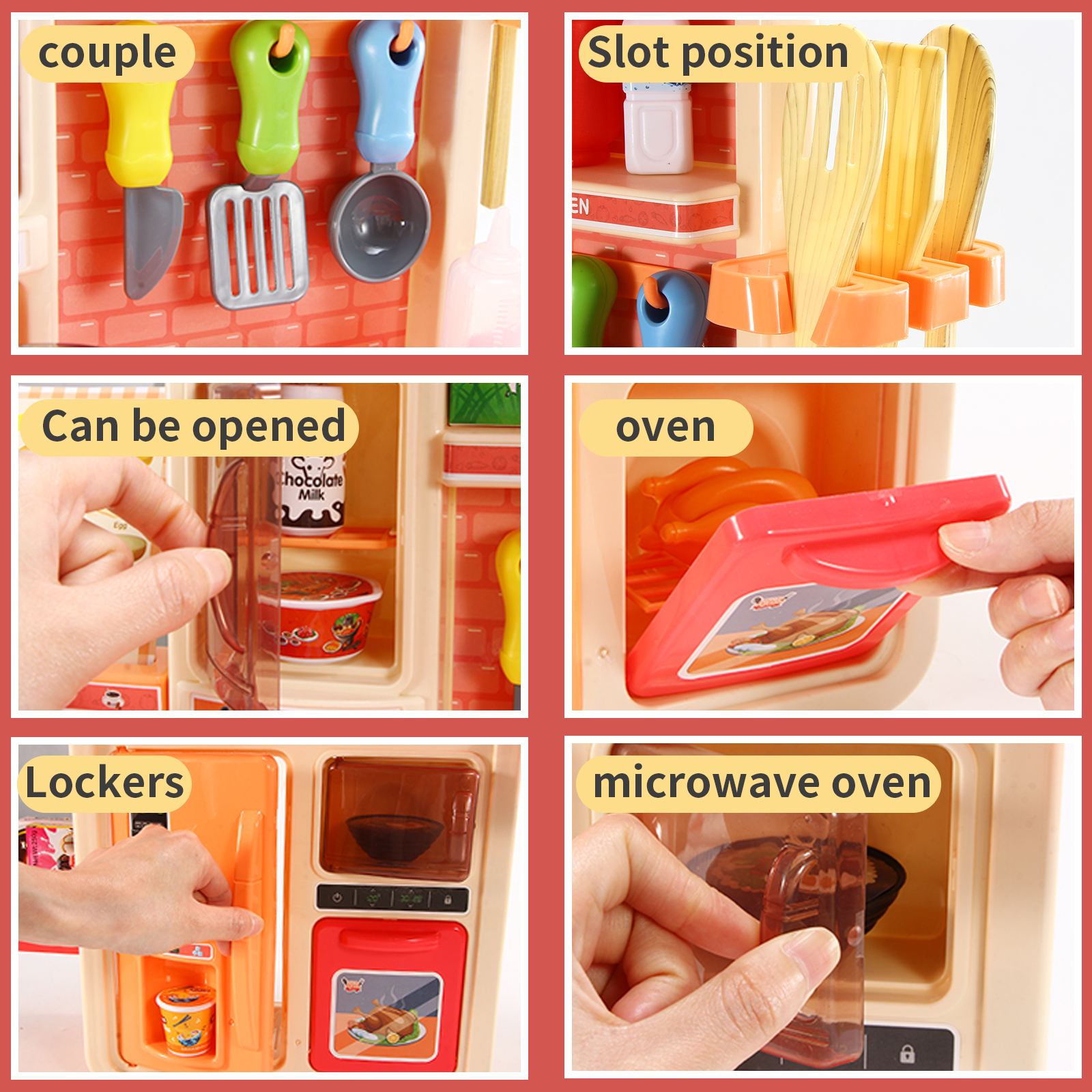 NETNEW 45 PCS Kitchen Playset Kids Kitchen Toys for Girls 3-6 Years with Realistic Lights and Sounds,Pretend Food Steam Play Food Accessories