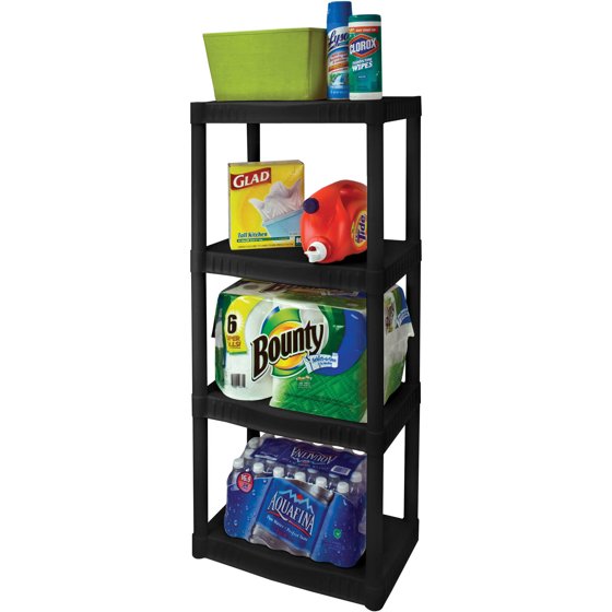 Plano 4Tier HeavyDuty Plastic Shelves, Black 14” X 22” Shelves