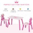 thumbnail image 6 of Qaba 3-Piece Kids Wooden Table and Chair Set with Crown Pattern Gift for Girls Toddlers Arts Reading Writing Age 2-4 Years Pink, 6 of 10
