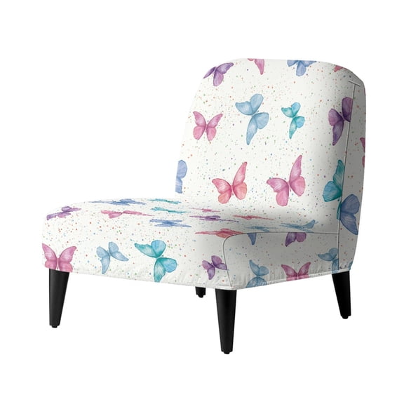 HELLHERO Colorful Butterfly Armless Accent Chair Washable Cover, Stretch Elastic Bottom Anti Scratch Armless Accent Chair Cover for Living Room Dining Room
