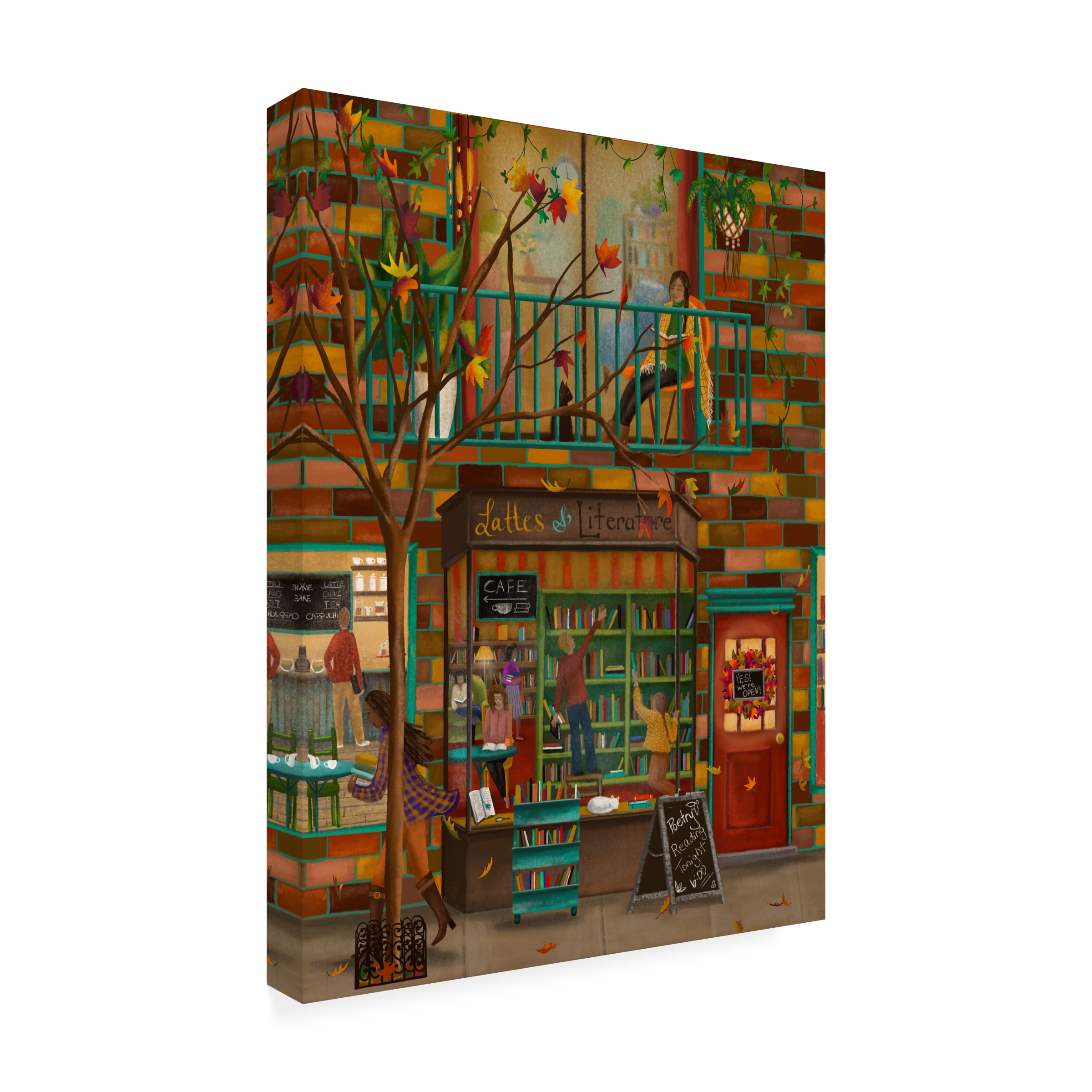 Canvas Wall Art - Christine Rotolo 'Cafe Bookstore' Wall Art for Living Room, Bedroom, or Office Décor by Trademark Fine Art - 35 x 47 Inches