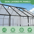 thumbnail image 4 of 10x14 FT Outdoors Greenhouse, Walk-in Aluminum Polycarbonate Greenhouses with 4 Roof Vent Windows and Lockable Double Doors, for Plants in Winter(Black), 4 of 15